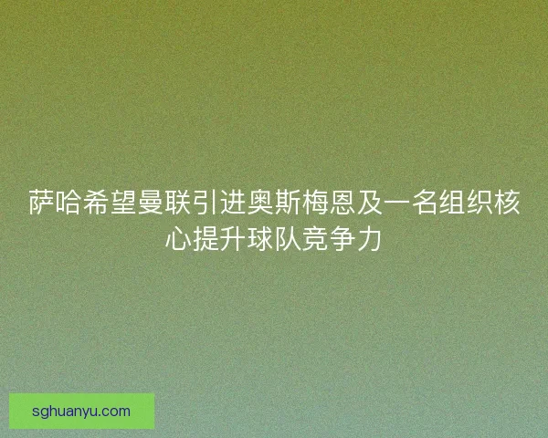 萨哈希望曼联引进奥斯梅恩及一名组织核心提升球队竞争力
